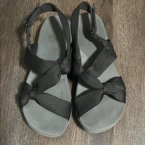 Clarks Black Women's Sandals with Bow Detail